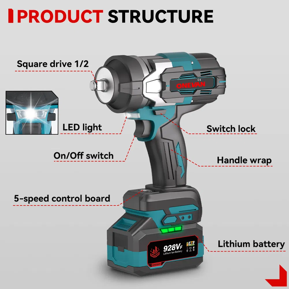 Powerful 1700nm Brushless Electric Impact Wrench for Professionals