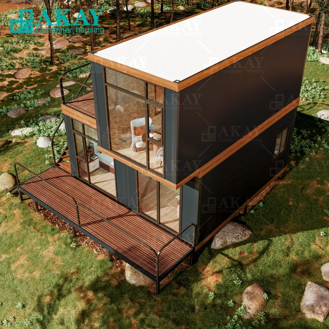 Akay Luxury Prefabricated-Building Living Duplex Apartment Factory Custom Casa Modular Prefabricada Portable Container House