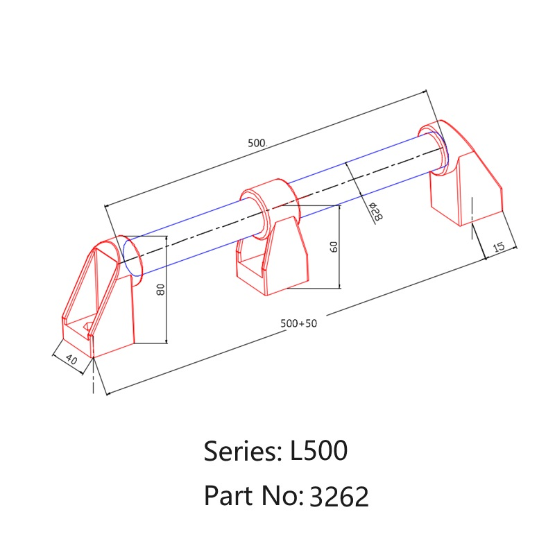 China Manufacturer RoHS 3262 L500 Combined Handle with Aluminum Pipe for Aluminum Profile Length 200 300 500 1000 2000mm