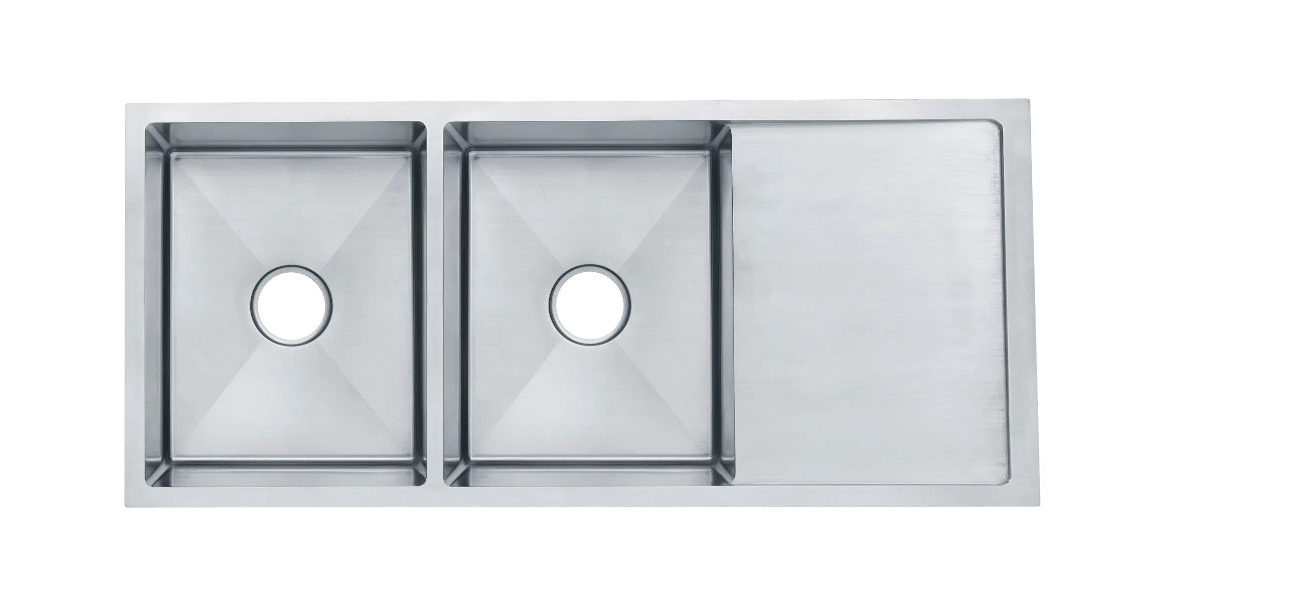 Undermount Installation Type Brushed Surface Treatment Handmade 304 Stainless Steel Kitchen Sink with Drainboard