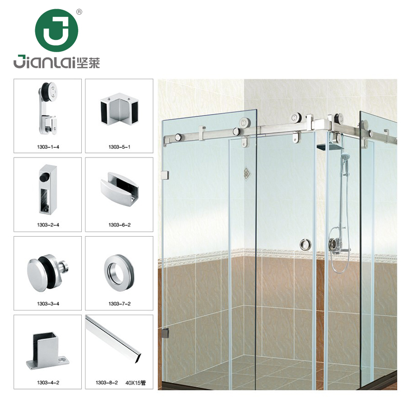 Ss 304 Bathroom Sliding Glass Door Hardware Shower Enclosure Kit