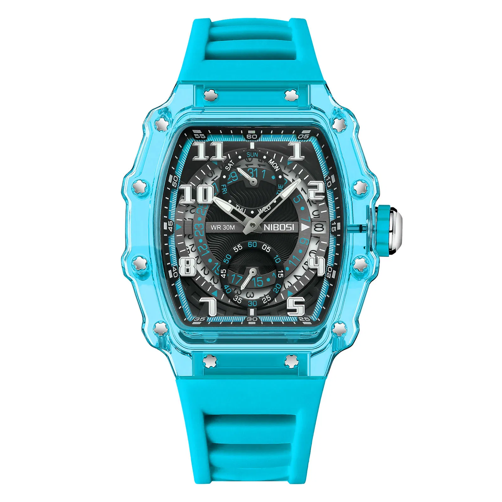 Men's Watches Waterproof Calendar Men Quartz Sport Square Luminous Watch for Men
