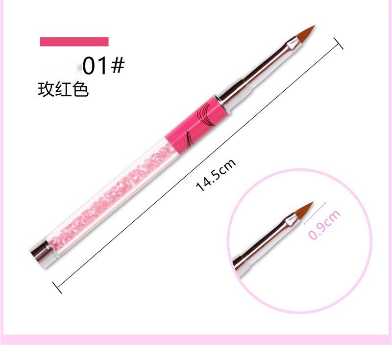 Nail Brushes Colorful Rhinestones Handle Nail Crystal Carve Brush
