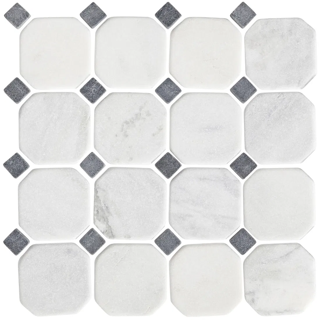 Hampton Hermosa Polished &Tumbled Octagon Marble Mosaic Wall and Floor Tile - 3 X 3 in.
