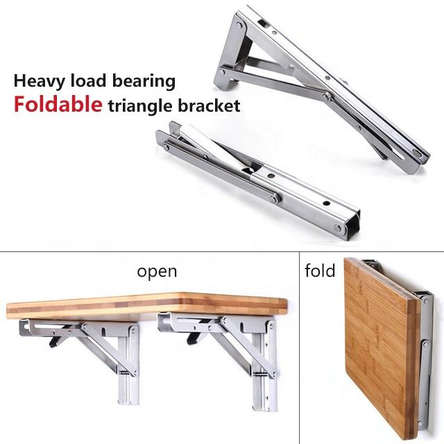 Stainless Steel Folding Triangle Bracket Wall Mounted Shelf Bracket