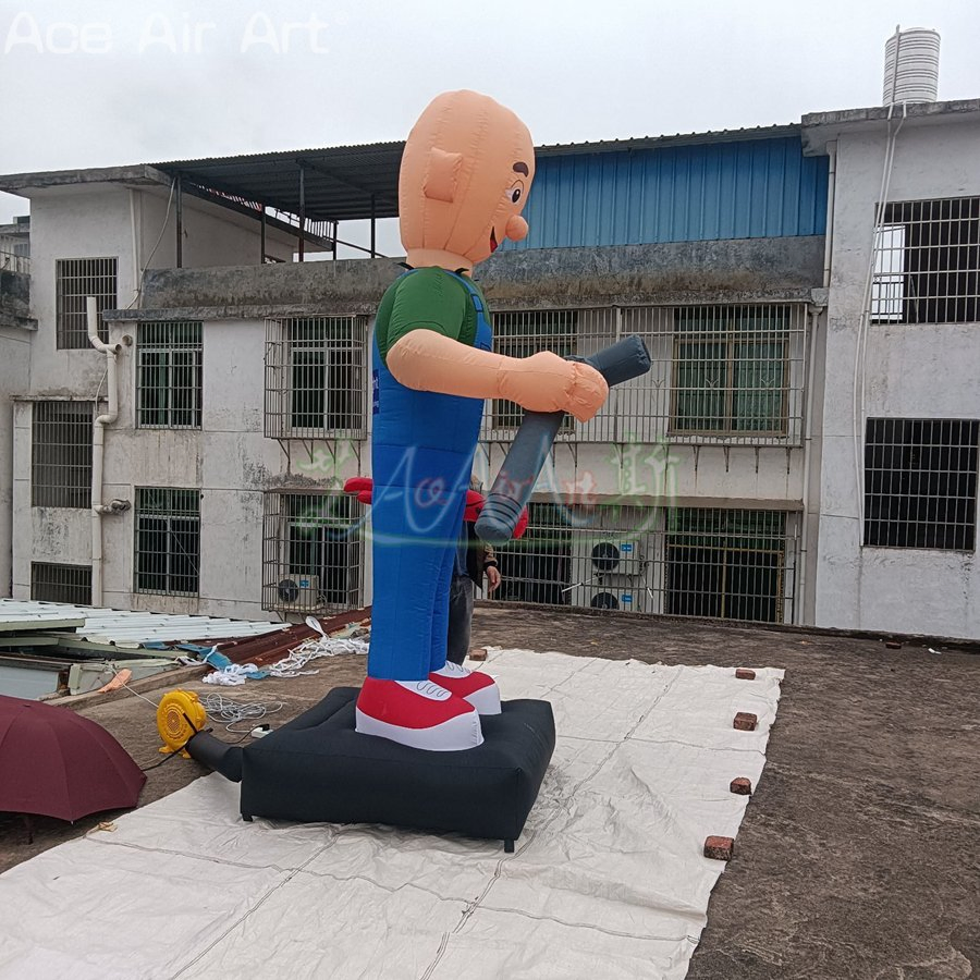 3 Meter Tall Inflatable Toilet Repairman Advertising Cartoon Character for Promotion