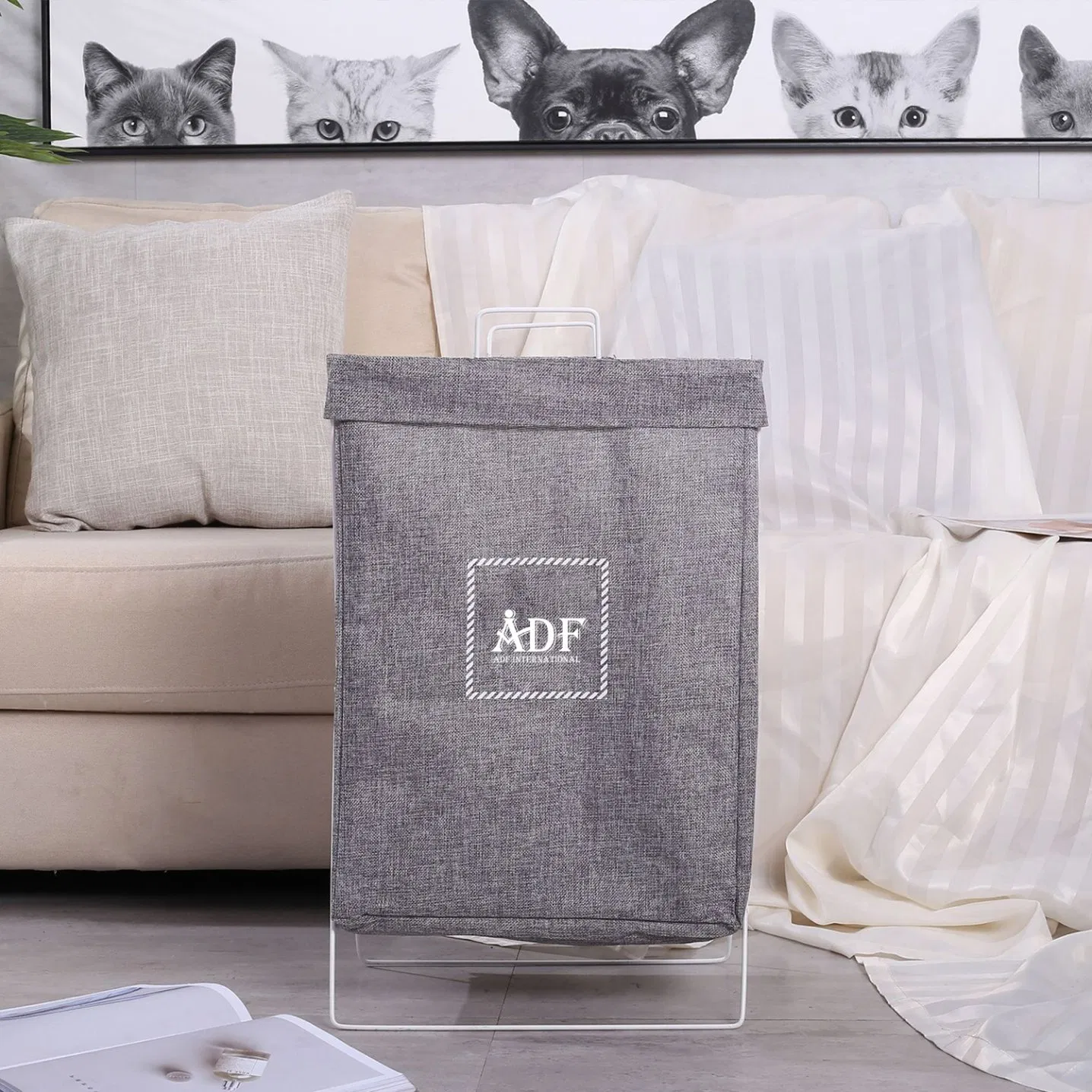 Iron Frame Folding Waterproof Dirty Clothes Basket-Storage Laundry Basket