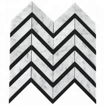 Мозаика из белого мрамора 'ёлочка' для ванной