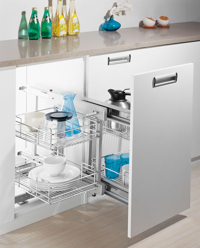 Wellmax Soft Close Stainless Steel Drawer Pull out Kitchen Cabinet Magic Corner Basket