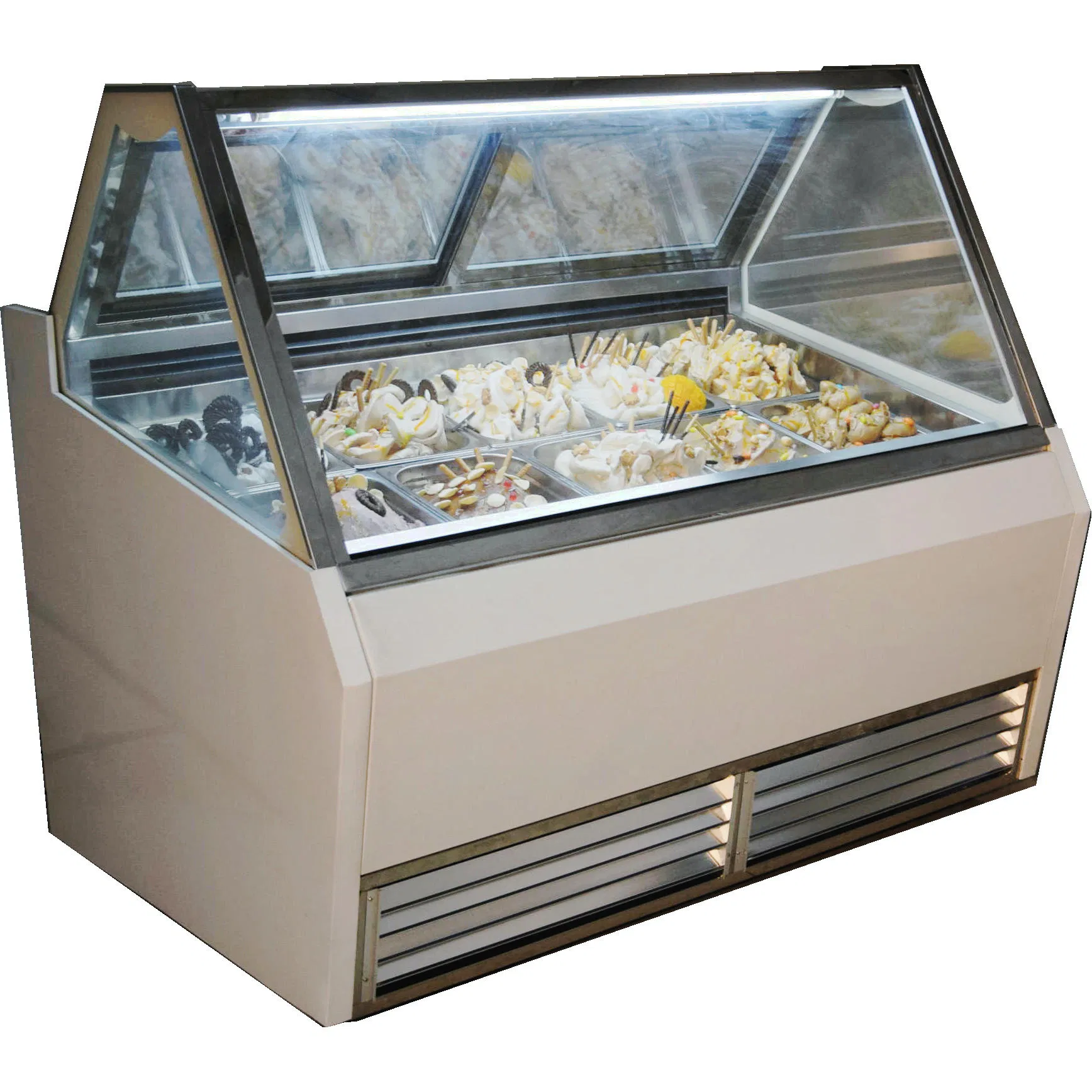 Hard Ice Cream Display Cabinet/ Glass Showcase