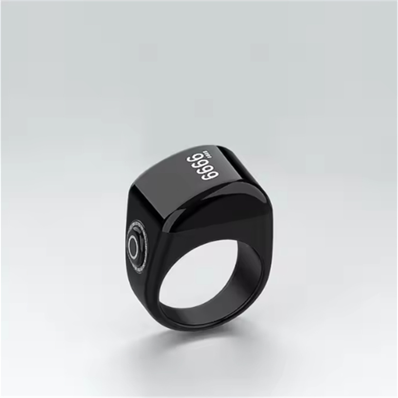 Black Zikr Ring - IP68 Waterproof Fitness Smart Ring with Notifications
