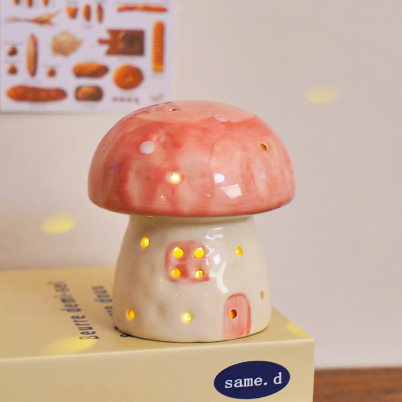 Whimsical Ceramic Mushroom Night Light for Cozy Decor
