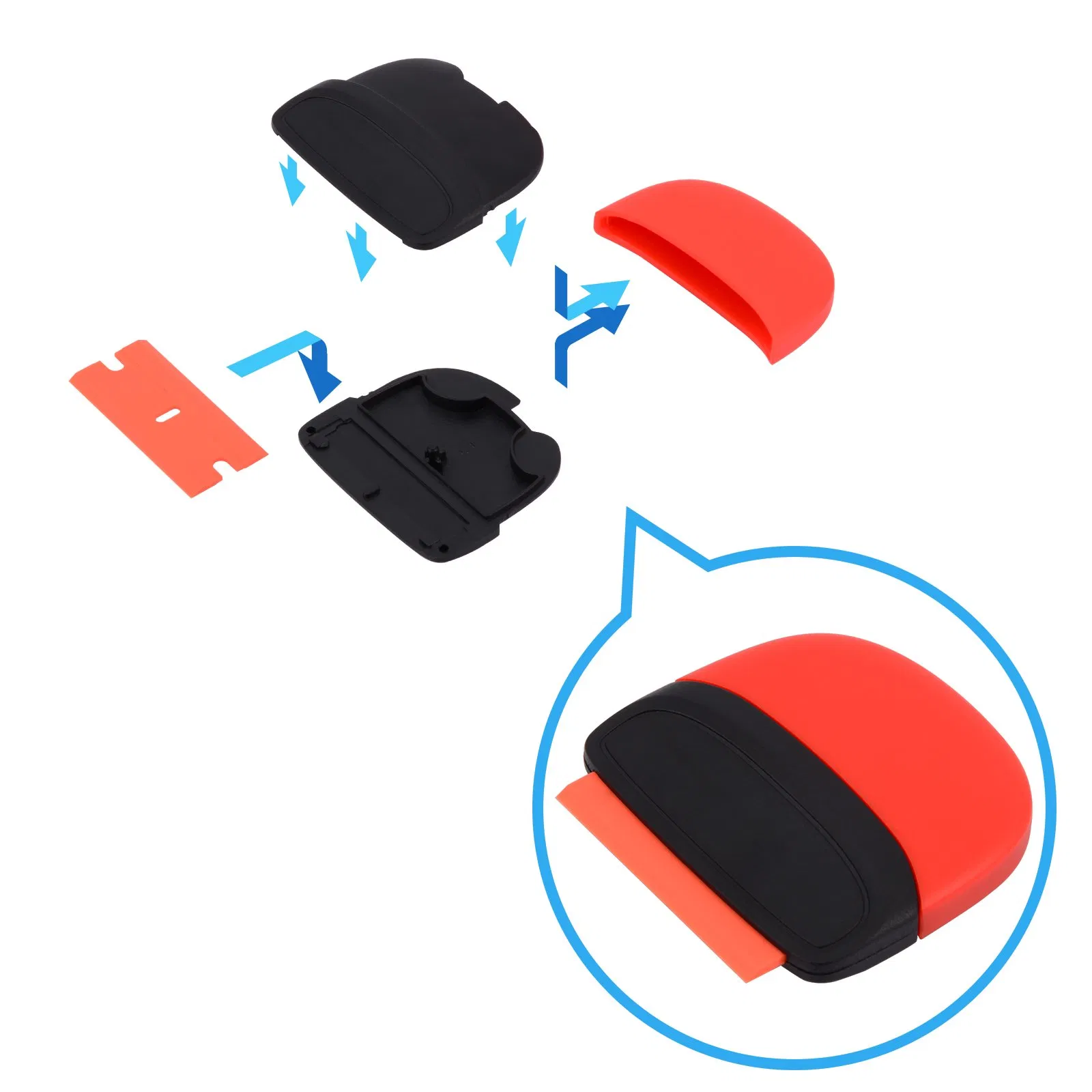 Hautine 45*50mm Plastic Clean Scraper W/Double-Edged 40X19mm Plastic Blades 