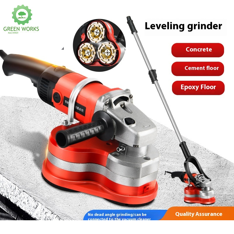 Portable Dust-Free Concrete Grinder Floor Wall Sander with 3 Blades