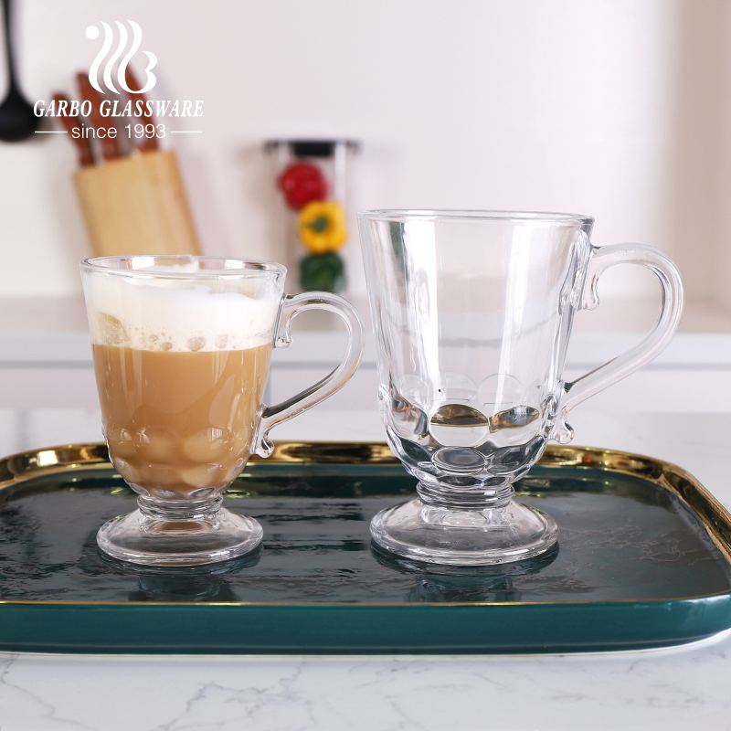 Turkey Style Solid Transparent 11oz Exclusive Designs Glass Coffee Mug High White 7oz 11oz Milk Latte Tea Glass Mugs with Handle