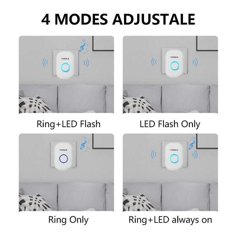 Waterproof Wireless Doorbell EU UK Us Plug AC Door Bell Ring Chime 110V-220V Long Remote Range Doorbell