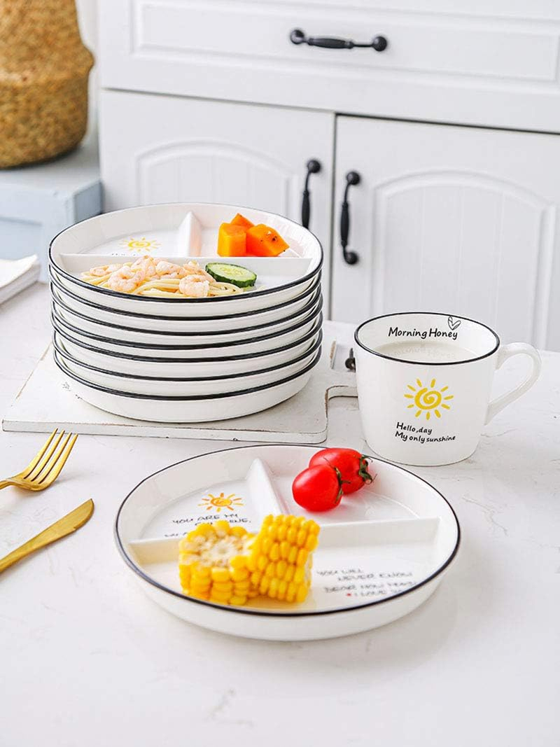 Flamingo Design Gift White Round Stoneware Divided Plate