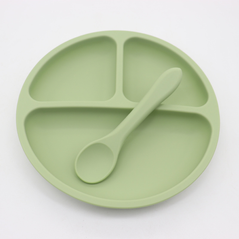 Food Grade Silicone Seperated Baby Feeding Plate with Sucker