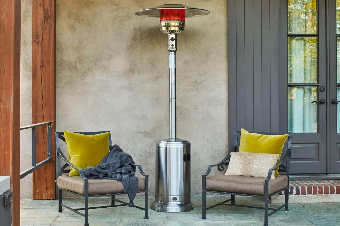 Outdoor Commercial Residential Stainless Steel Wheels Propane Gas Patio Heater