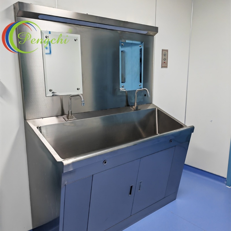 Anti-Splash Design Operating Room Medical Handwashing Sink, Wide Countertop, Brushed Stainless Steel