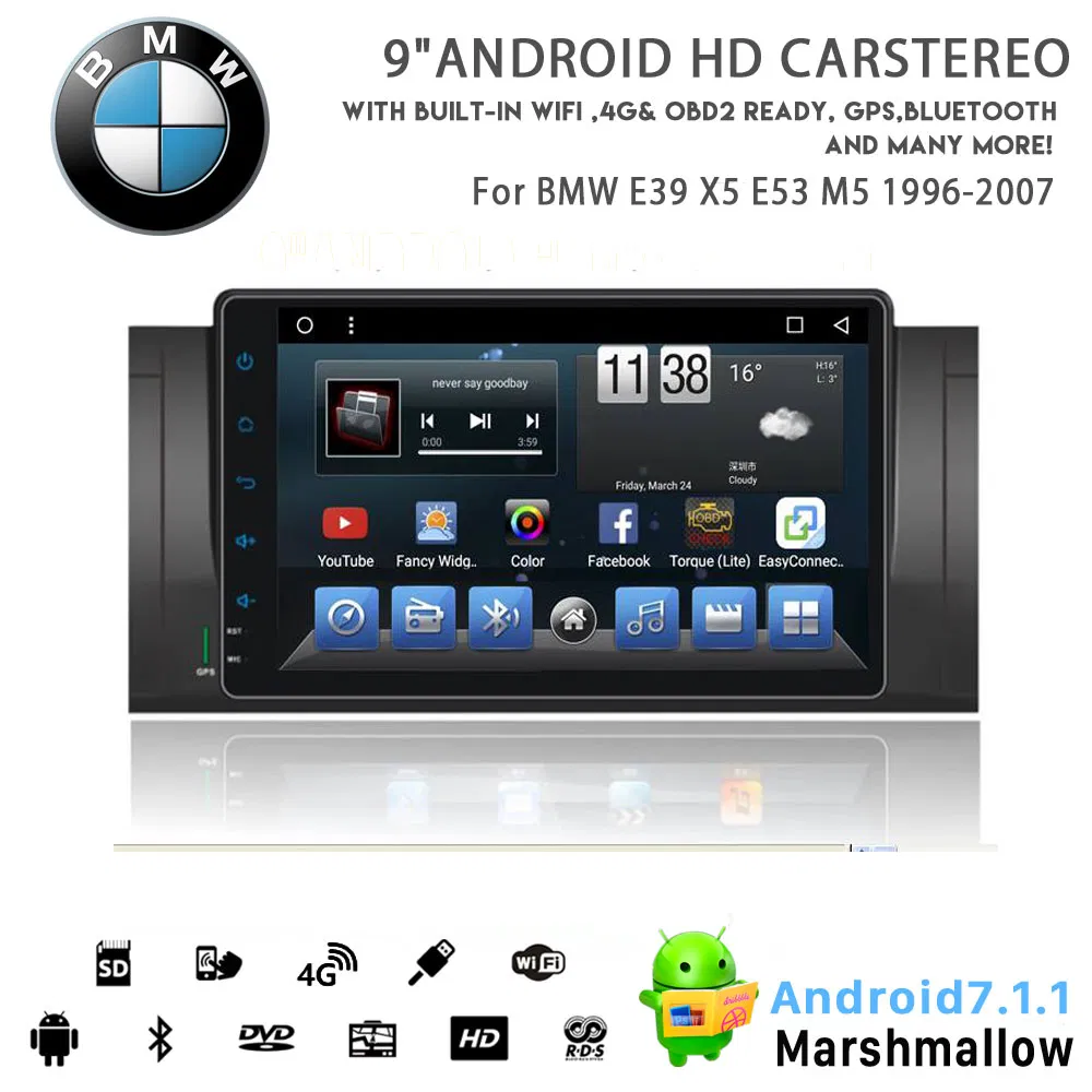 Автомагнитола Android 8.1 для BMW E39, X5 E53, M5 (1996-2007)