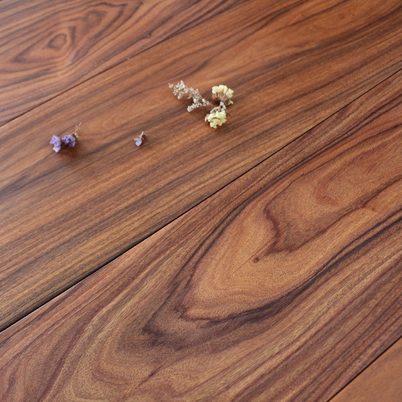 High-End Wood Wax Oil Surface Mahogany Solid Wood Flooring 0755