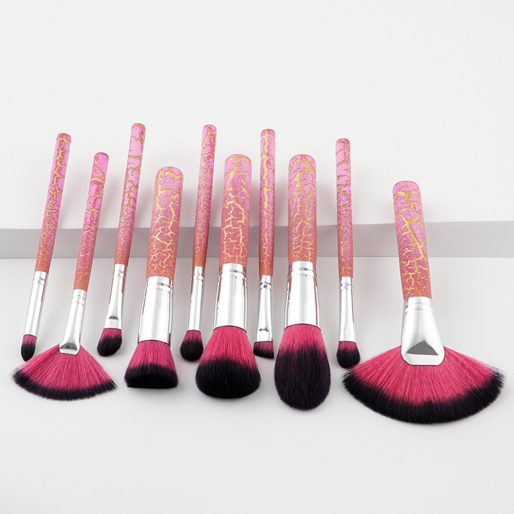 10PCS 4 Different Color Wooden Handle Luxury Private Label Makeup Brushes