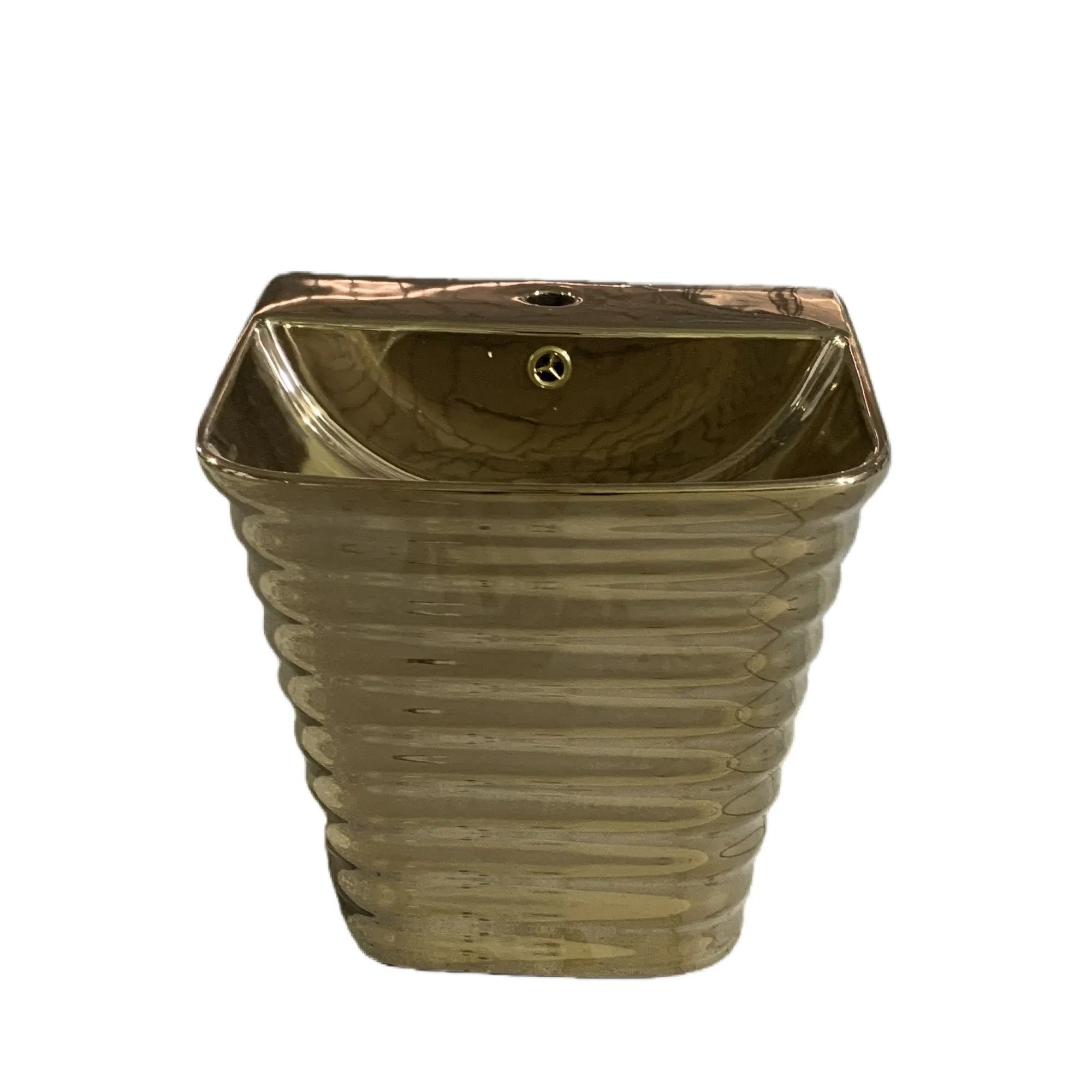 Modern Bathroom Wall Hung Basin Ceramic Gold Hand Wash Sink