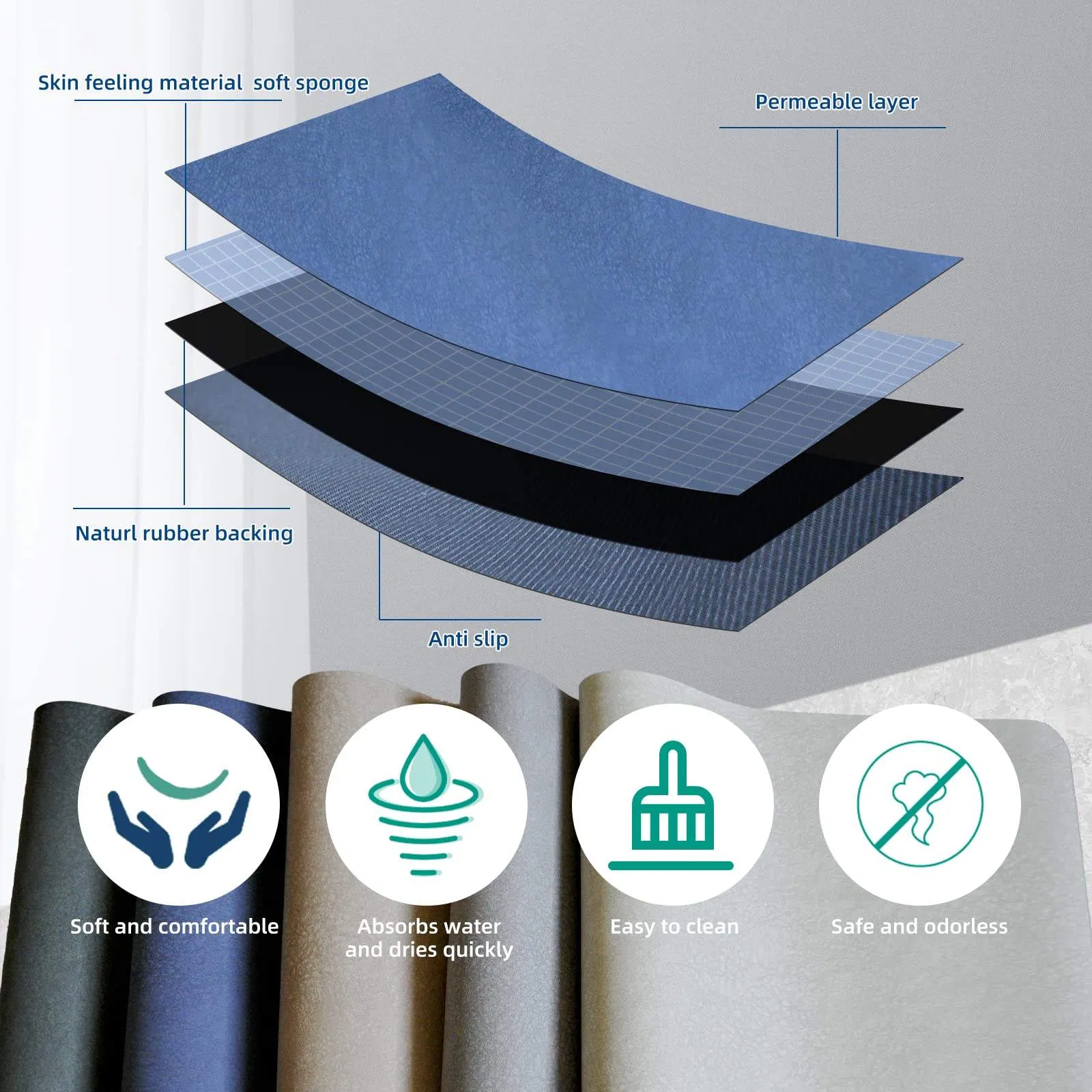 Bathroom Water Absorbent Rug Set Rubber Door Mats Diatom Mud Floor Mat Kitchen Carpet Anti Slip Diatomite Bath Mat
