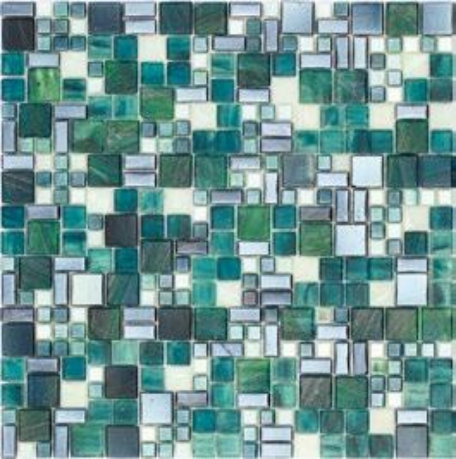Hot Melt Glass Mosaic Grenn Color Stone Tiles for Pattern Kitchen Bathroom