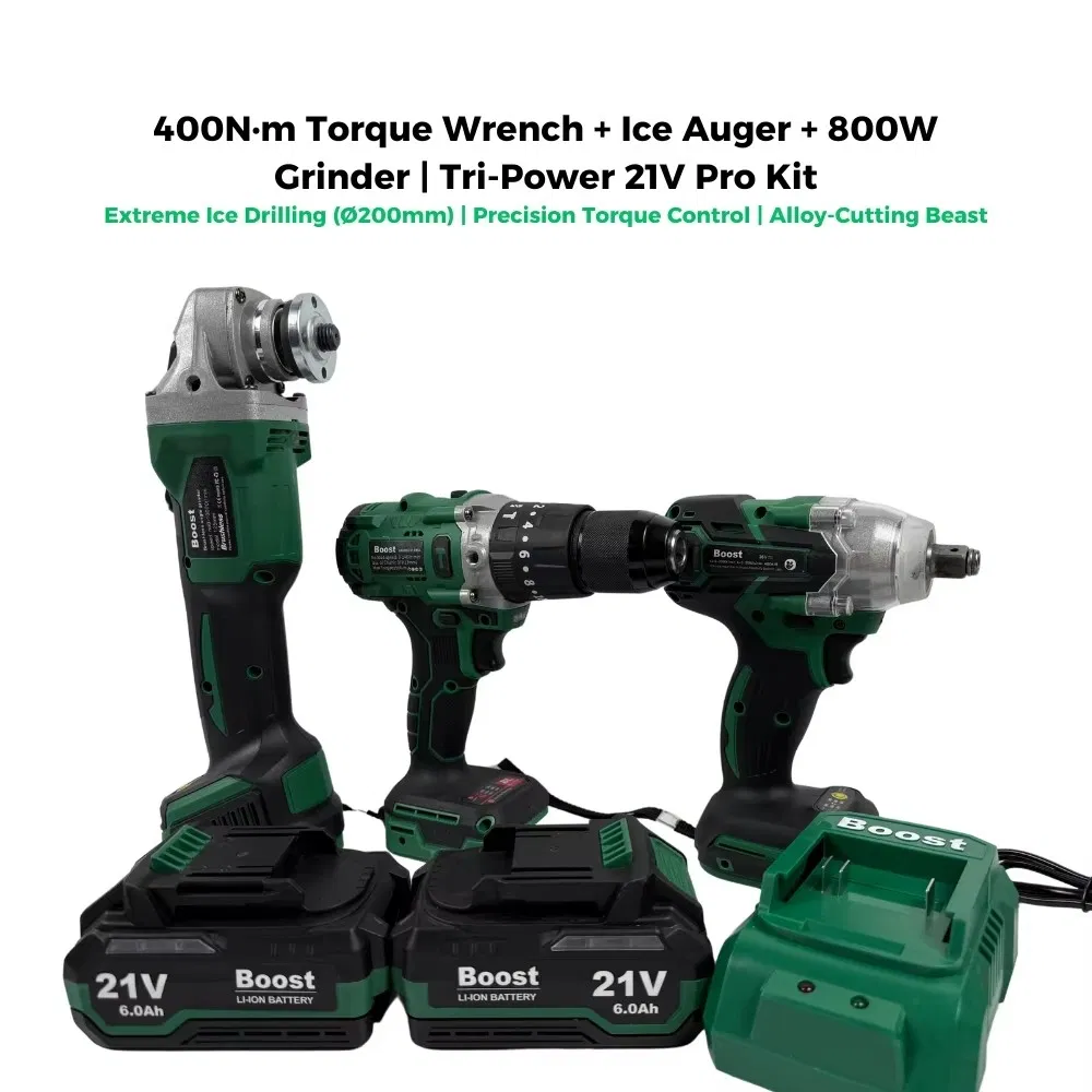 21V Brushless 3-in-1 800W Grinder Kit Triple Power Tools with 2 Batteries
