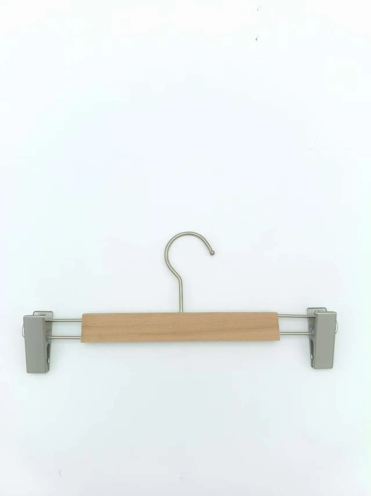 Smooth Branding Beech Wooden Straight Skirts Trousers Pants Nickeled Seamless Clips Hanger