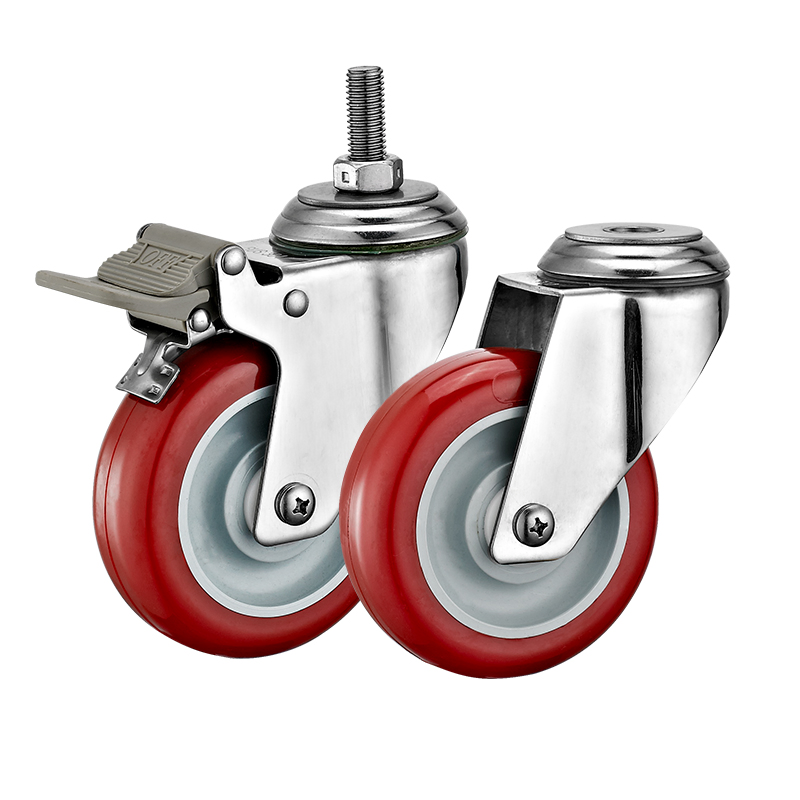 3"4"5" Stainless Steel High Quality PU Wheels Anti-Rust Trolley Caster Wheels Rust-Resistant Casters