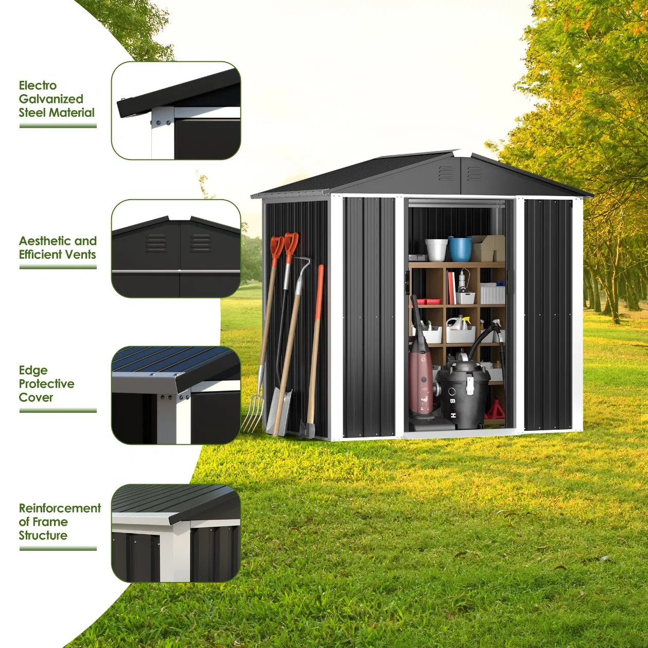 Garden Shed Metal Buildings Outdoor Steel Metal Storage Sheds
