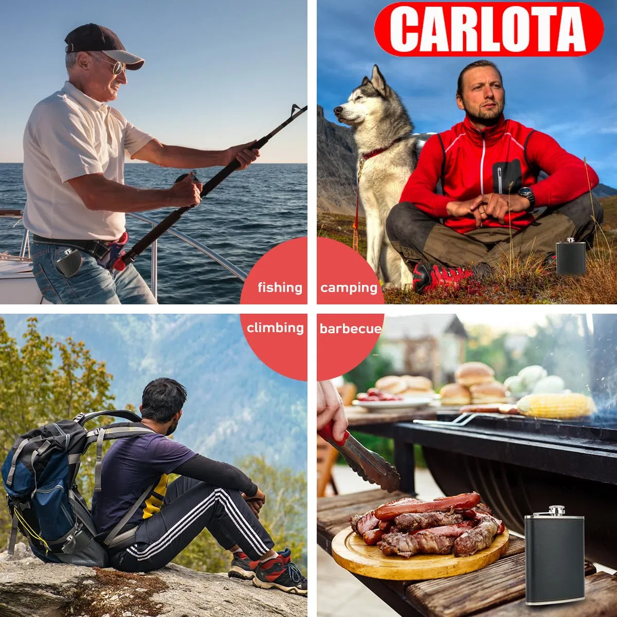 8oz Black Flagon and Funnel 304 Stainless Steel Leather Hip Flask Set