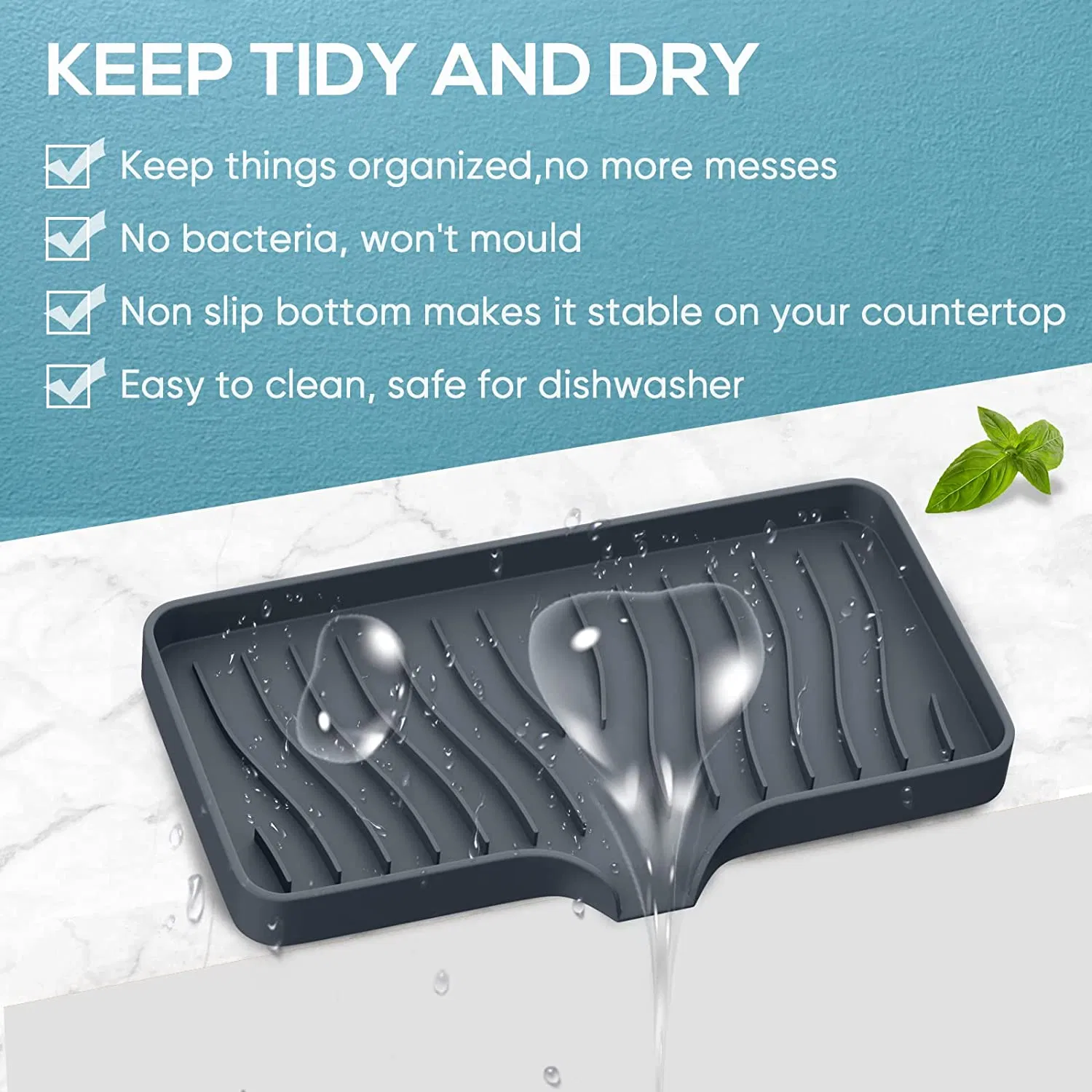 Kitchen Sink Tray Silicone Sponge Self Draining Bathroom Sinkorganizer