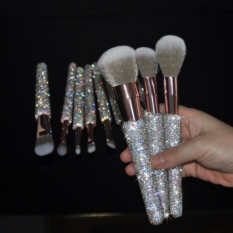 Luxury 12PCS Bling Make up Brushes Diamond Rhinestone Makeup Brush Set