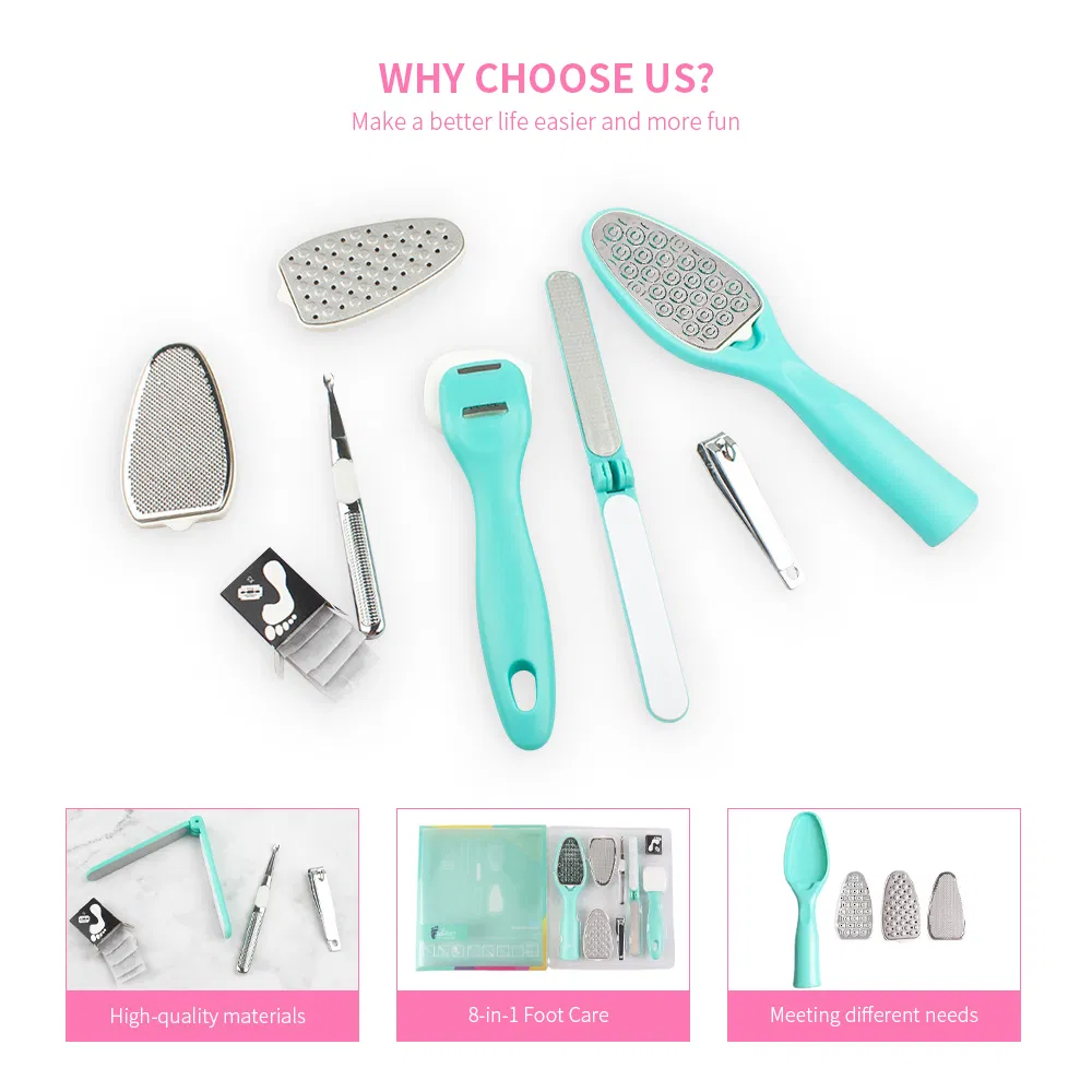 8PCS Manicure Pedicure Skin Care Tool Nail Art Set Dead Hard Callus Remover Scraper Foot File Kit