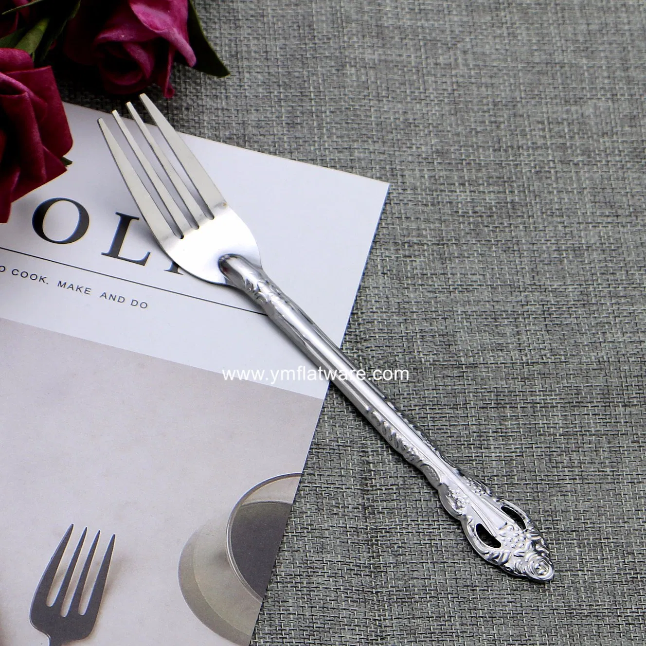 12PCS Cheap Tumble Polish Stainless Cutlery Fork Flatware Set