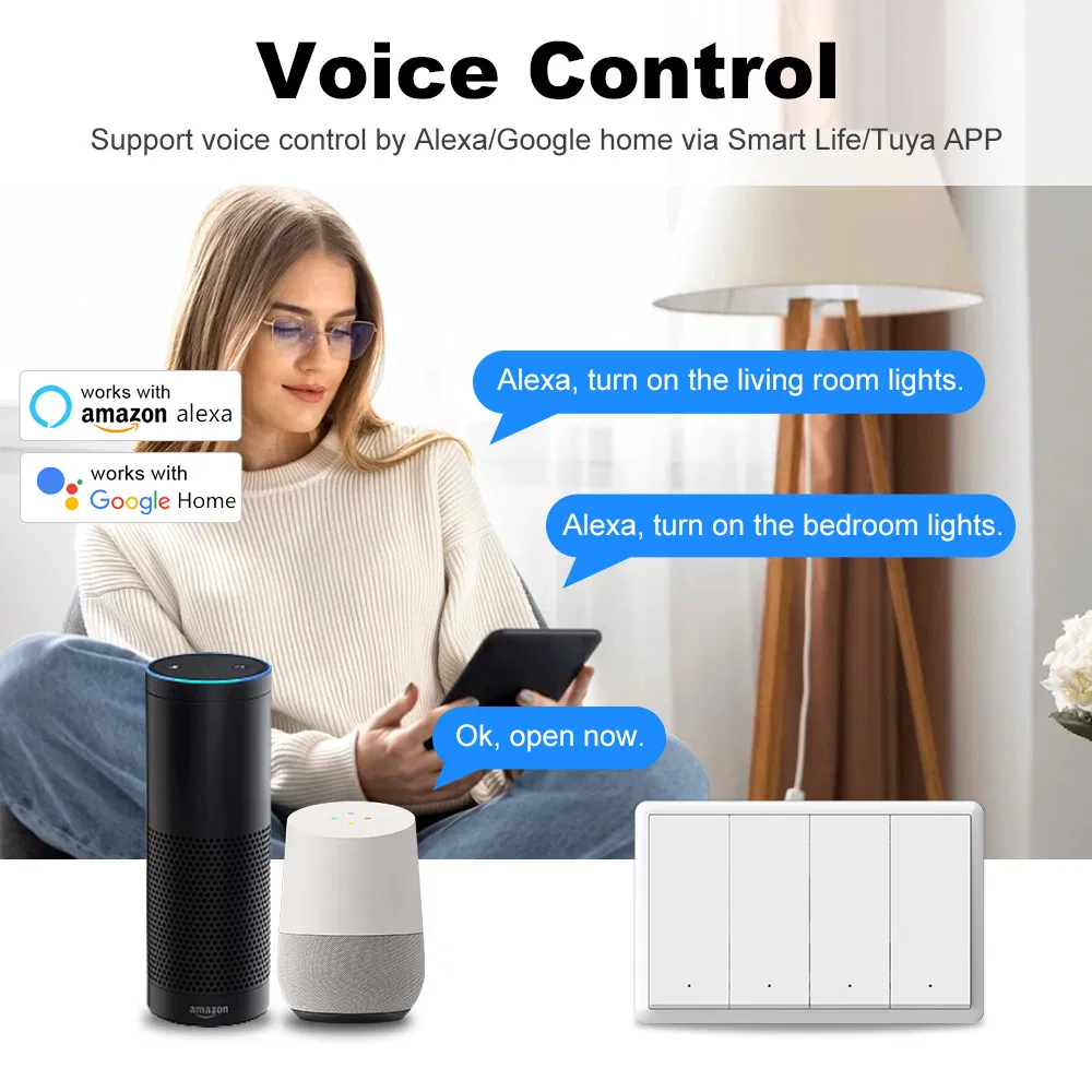 Умный настенный выключатель с большой панелью и клавишами