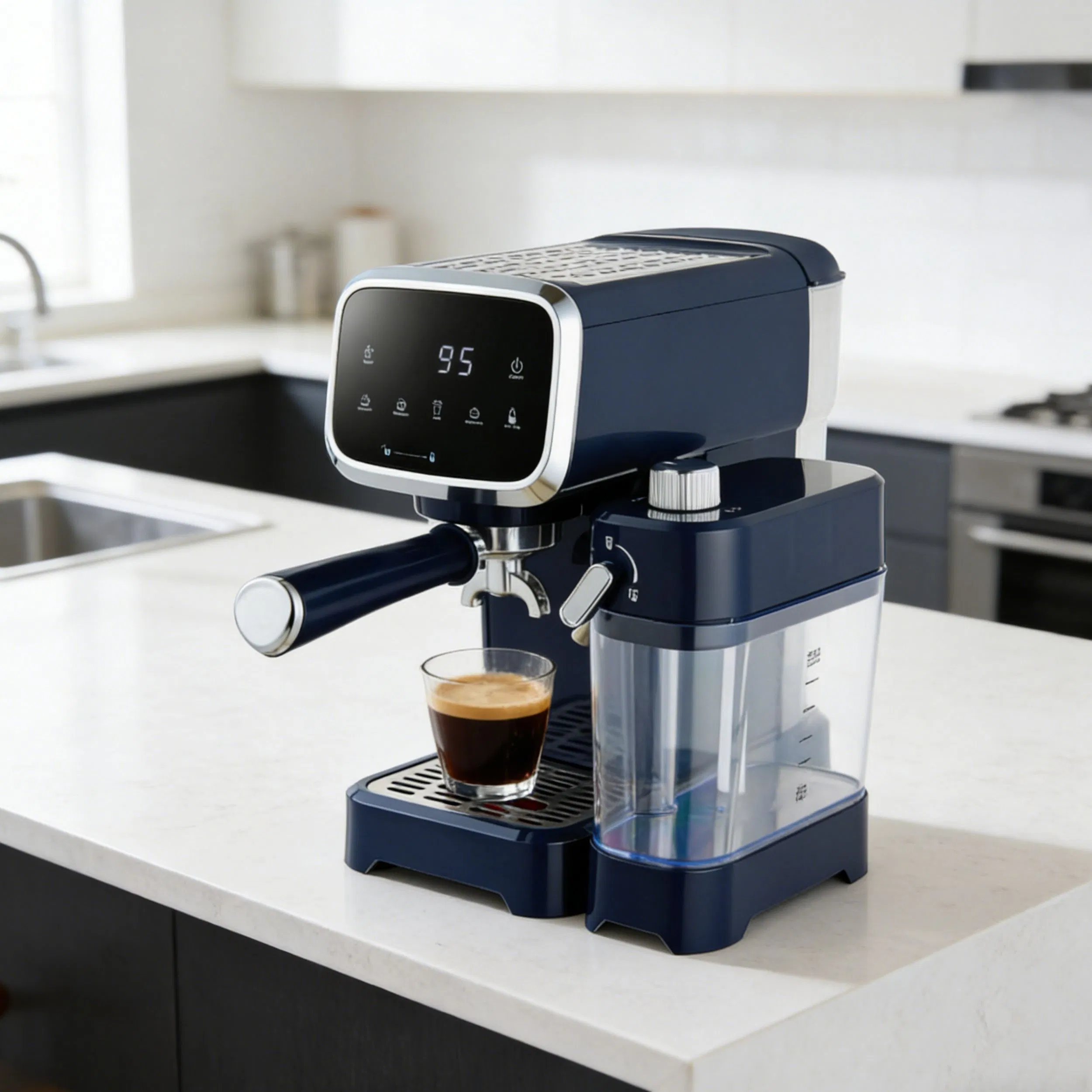 Longbank New Professional Touch Screen Electric 1350W Italian Pump Semi-Automatic Espresso Coffee Machine