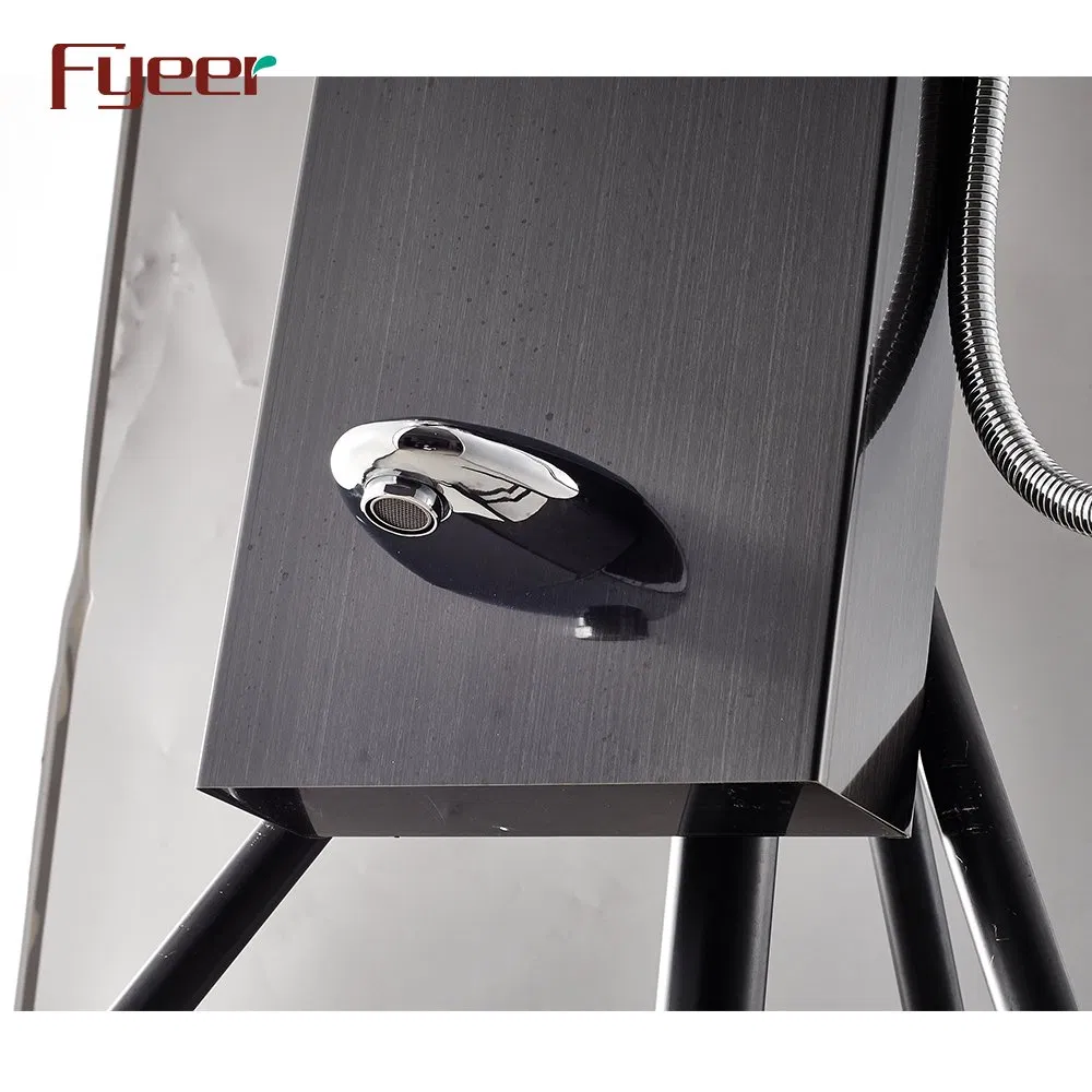Fyeer Multifunction Massage Rainfall Stainless Steel Black Shower Panel