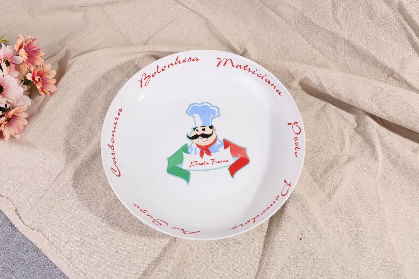 Rice Pasta Fuirt Plate Size 8" Round Decal Porcelain Ceramic Tableware