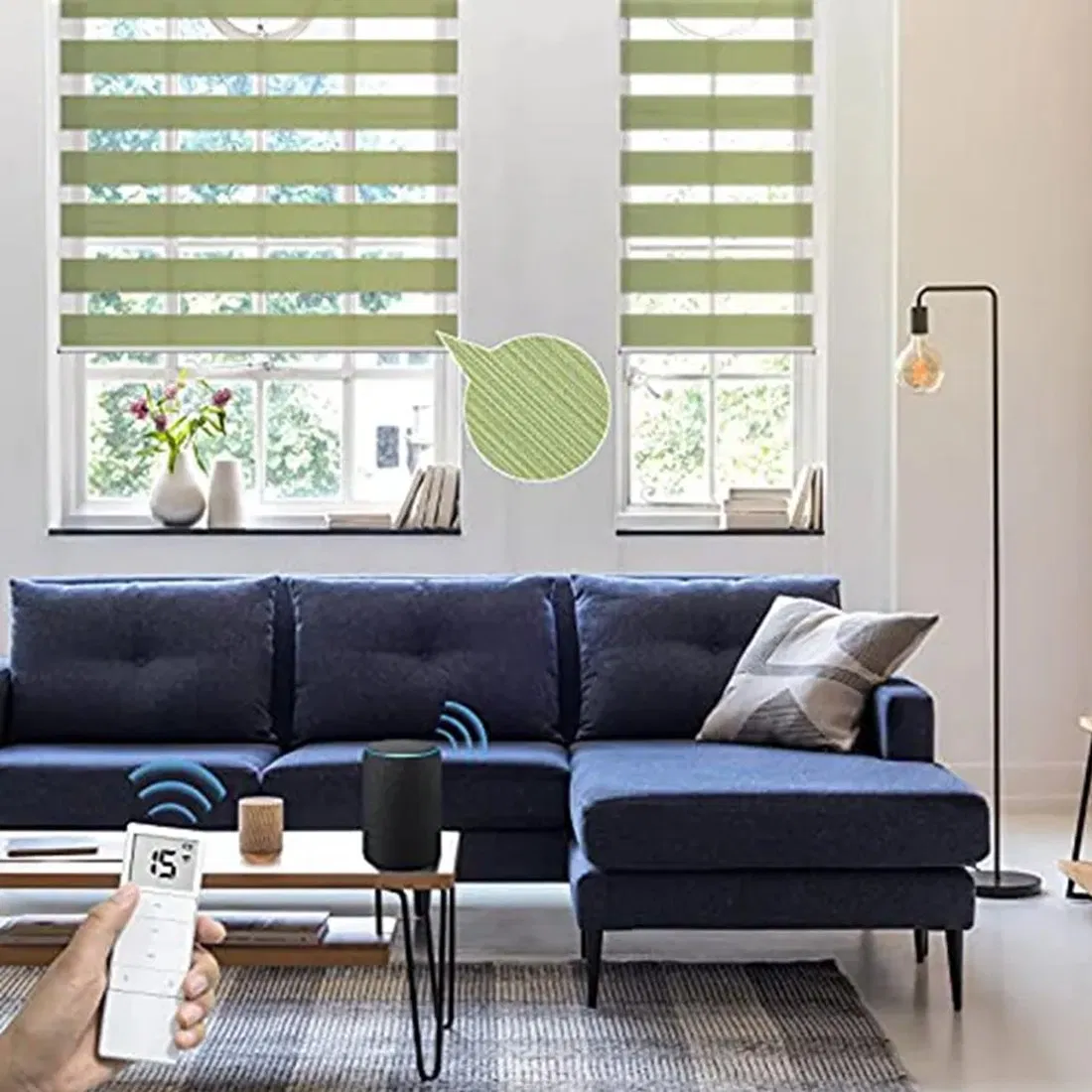 House Blackout Smart Electronic Motorized Shades Zebra Roller Blinds with APP Control