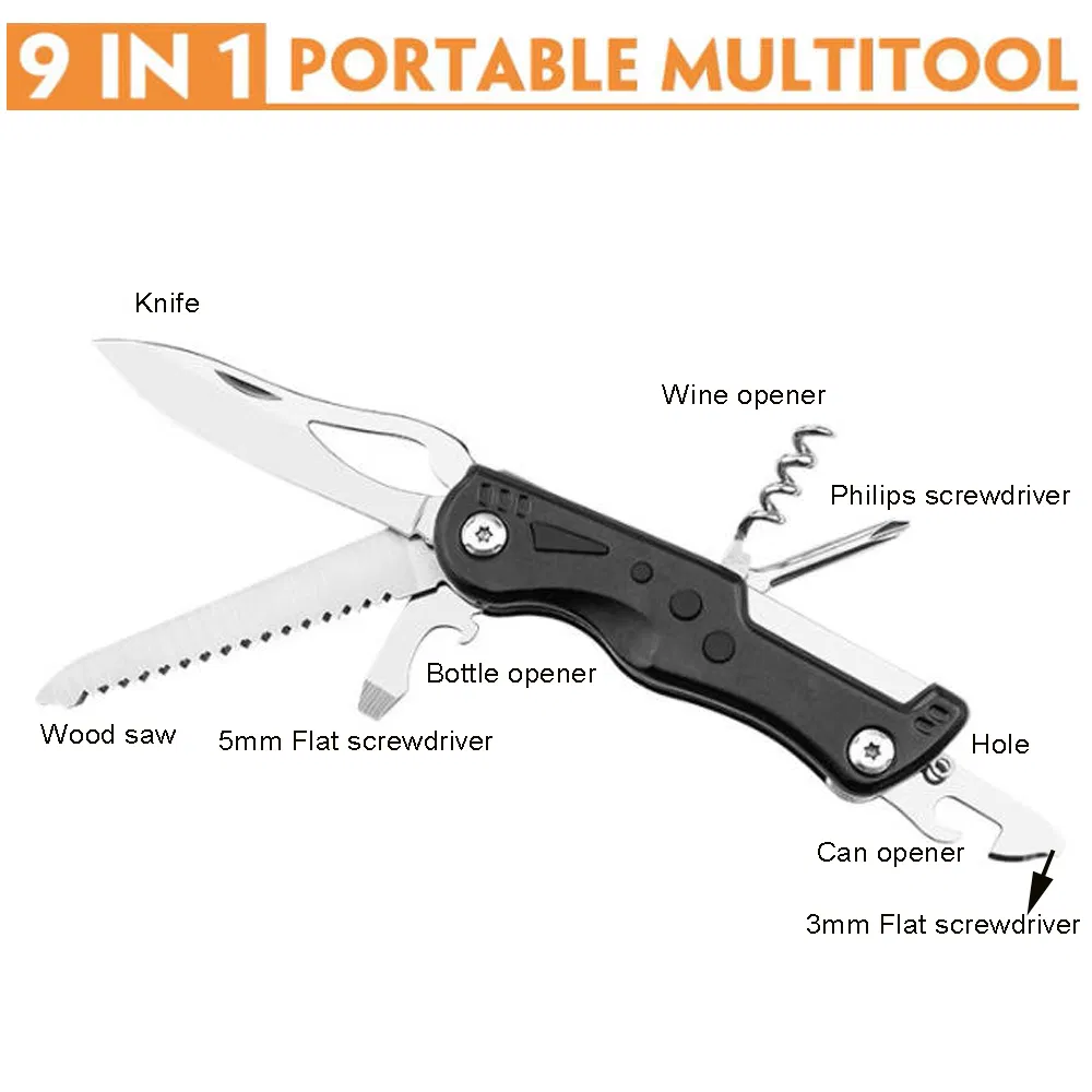 K06A New Design 440 Stainless Steel 9 Multifunctional Folding Knife