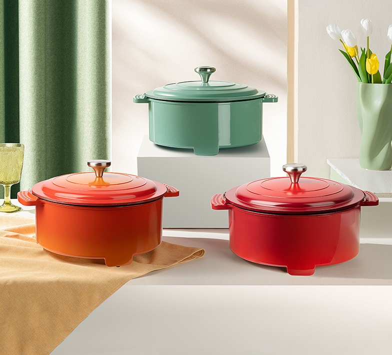 Casserole Nonstick Enamel Aluminium Pans Multifunction Hot Pot with Cover