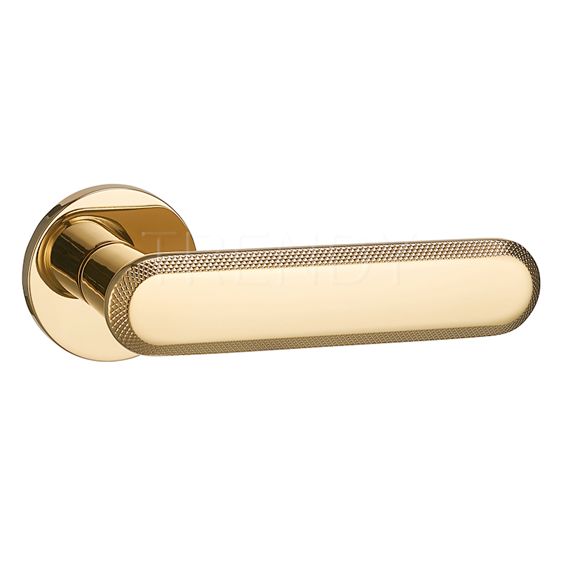 Knurled Series PVD Decorative Hardware Zamak Lever Door Lock Handle for Wooden Doors (Z6294-ZR33)