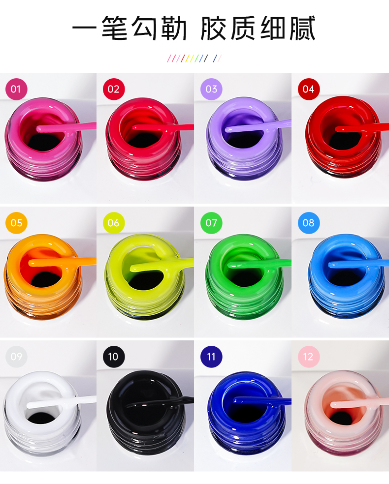 Premium 12 Colors High Pigmentation UV LED Soak off Gel Nail Polish for Professional Salon Nail Art Manicure Supplies