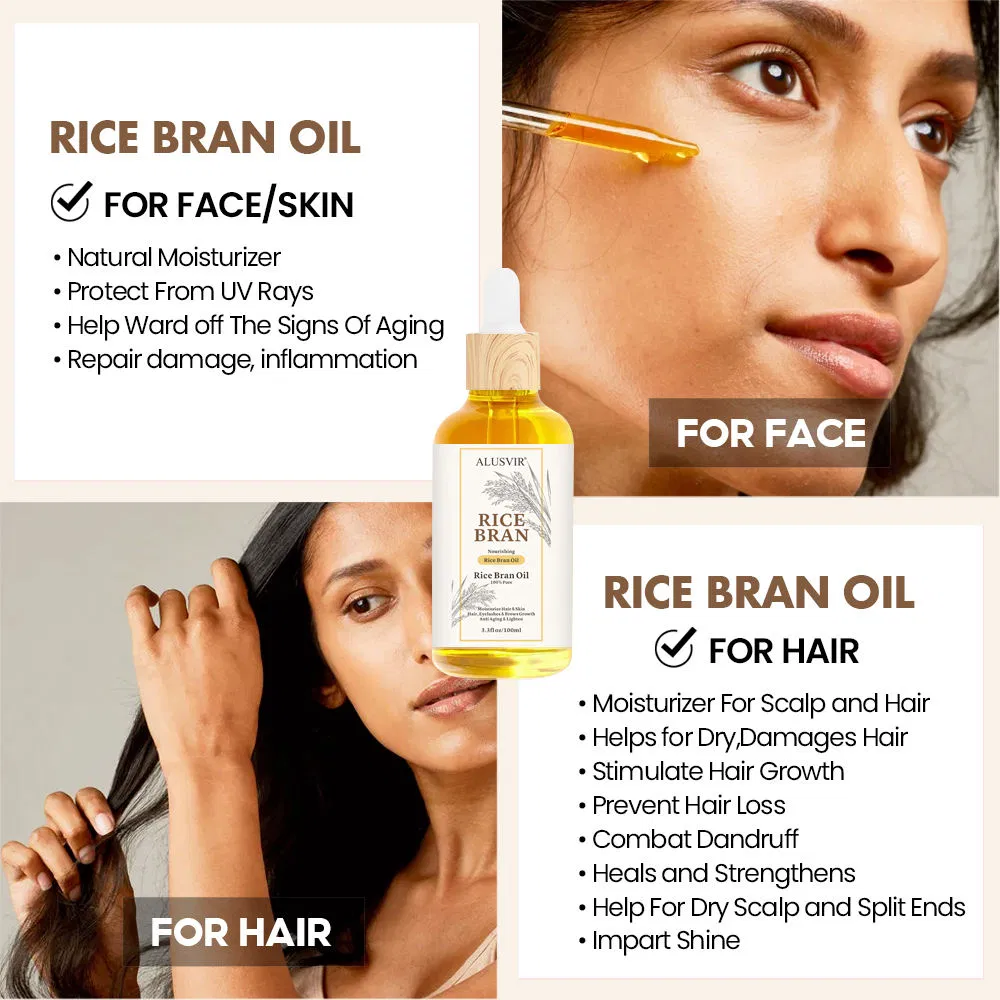 Natural Organic Rice Bran Oil Moisturizing Brighten Nourishing for Face Hair Care