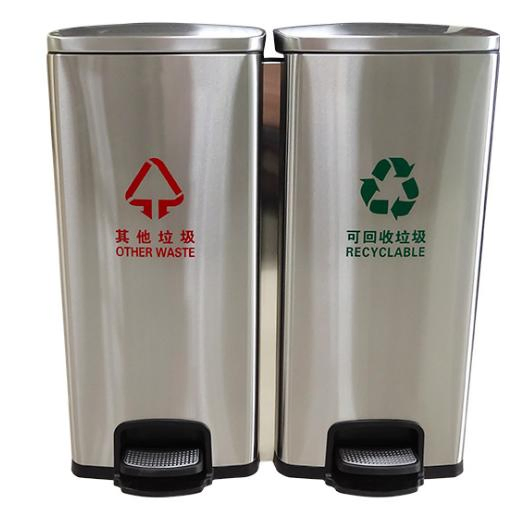 Двухсекционный педальный мусорный бак для кухни